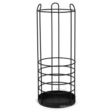 Soporte de stand de béisbol de canasta de metal redonda rejilla para paraguas de hierro negro grande para el hogar y la oficina Deco Big Wire Entryway Almacenamiento